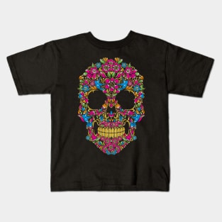 skull with floral Kids T-Shirt